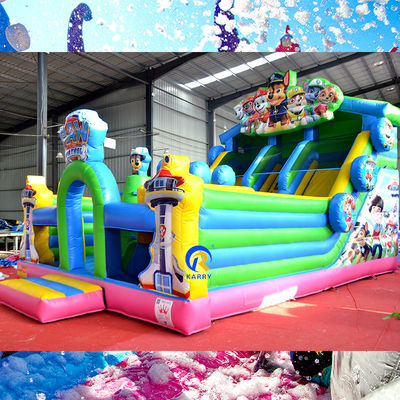 Volwassenenfeestjes Grote PVC-pootpatrouille opblaasbare springkasteel glijbaan met obstakel