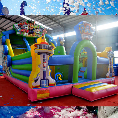 Volwassenenfeestjes Grote PVC-pootpatrouille opblaasbare springkasteel glijbaan met obstakel
