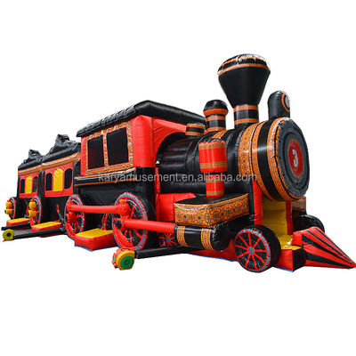 Commerciële opblaasbare trein obstakelbaan Combo Bounce House voor outdoor kids games