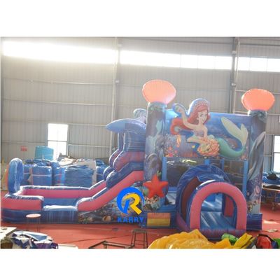 Opblaasbaar ondergrondse waterpark met glijbaan Unisex Blauw Zeemeermin Bounce House en Big Pool