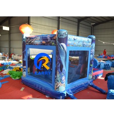 Opblaasbaar ondergrondse waterpark met glijbaan Unisex Blauw Zeemeermin Bounce House en Big Pool