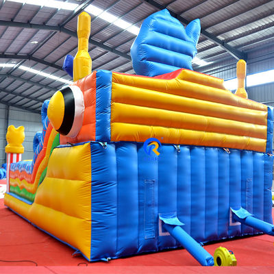 Custom logo gedrukt grote opblaasbare kasteel combo glijbaan voor kinderen feest