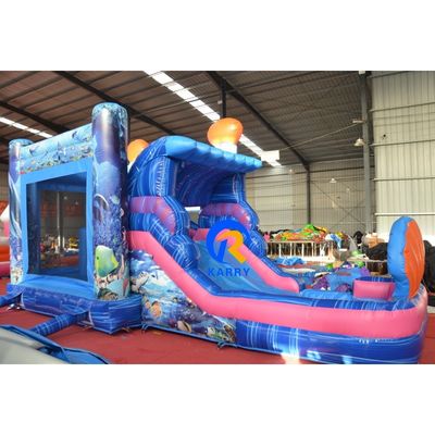 Opblaasbaar ondergrondse waterpark met glijbaan Unisex Blauw Zeemeermin Bounce House en Big Pool