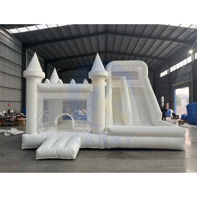 CE Blower en reparatie kits inclusief opblaasbaar wit bruiloftsbounce huis met glijbaan