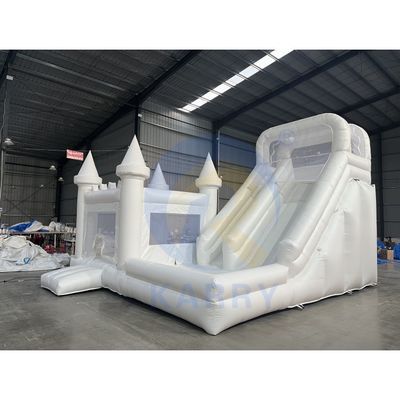CE Blower en reparatie kits inclusief opblaasbaar wit bruiloftsbounce huis met glijbaan