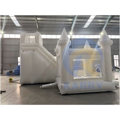 CE Blower en reparatie kits inclusief opblaasbaar wit bruiloftsbounce huis met glijbaan