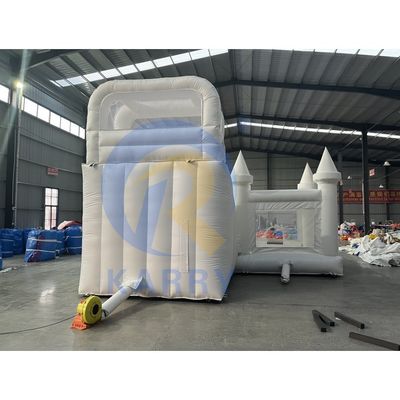 CE Blower en reparatie kits inclusief opblaasbaar wit bruiloftsbounce huis met glijbaan