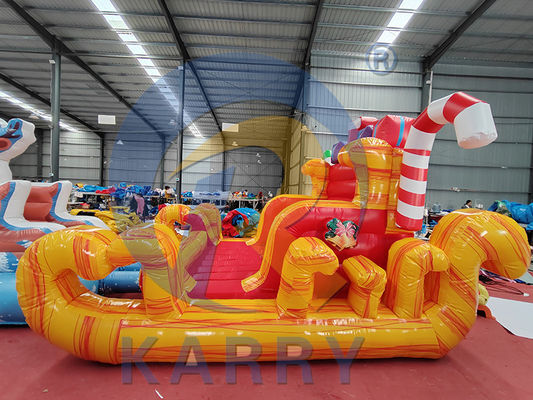 Blower inbegrepen Commerciële Pvc opblaasbare Santa sleigh selfie met rendieren voor feest