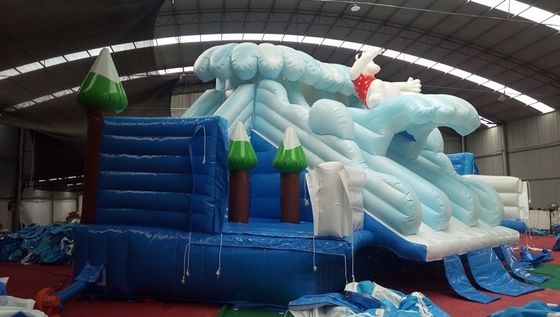 Persoonlijke grootte Witte ijsbeer Vermaakwaterpark Bounce House Kasteel Glij Combo
