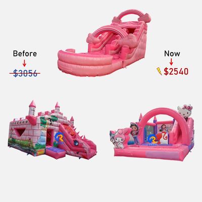 Zee Air of Express Shipping Unisex Roze opblaasbaar springhuis Combo met glijbanen