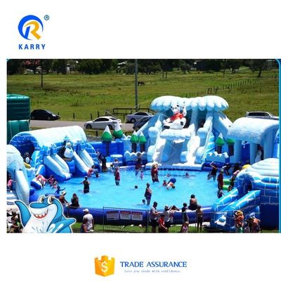 Blower inbegrepen IJsbeer thema opblaasbaar waterpark 15x15m Ideaal voor zomerse activiteiten