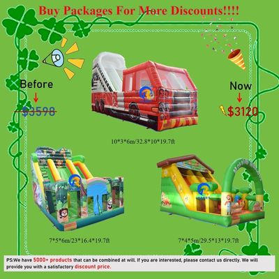 Commercieel springhuis met opblaasbare combinatie kasteelslide en zwembad