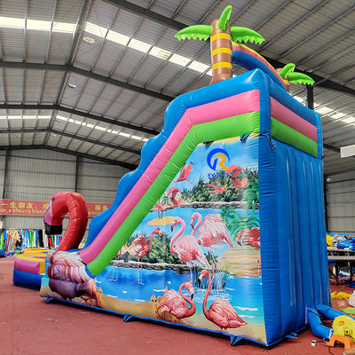 Maximale capaciteit 100-500 kg opblaasbare waterslide met zwembad en spannend Flamingo-ontwerp
