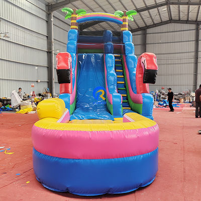 Maximale capaciteit 100-500 kg opblaasbare waterslide met zwembad en spannend Flamingo-ontwerp