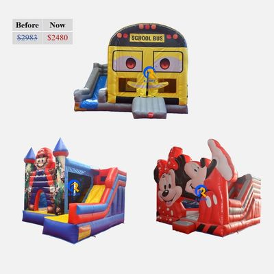 Partijverhuur Kleuter opblaasbare trampoline springkasteel met glijbaan en accessoires