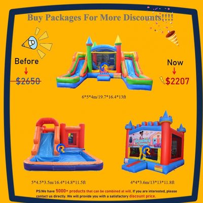 Partijverhuur Kleuter opblaasbare trampoline springkasteel met glijbaan en accessoires