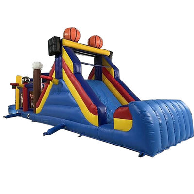 Unisex Ball Sports Game Track Land opblaasbare obstakelbaan met springhuis en glijbaan