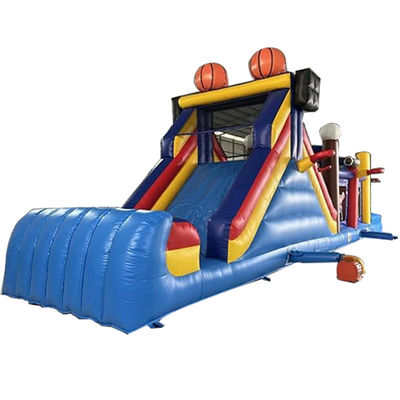 Unisex Ball Sports Game Track Land opblaasbare obstakelbaan met springhuis en glijbaan
