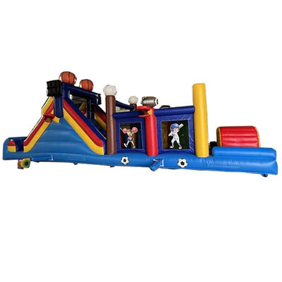 Unisex Ball Sports Game Track Land opblaasbare obstakelbaan met springhuis en glijbaan