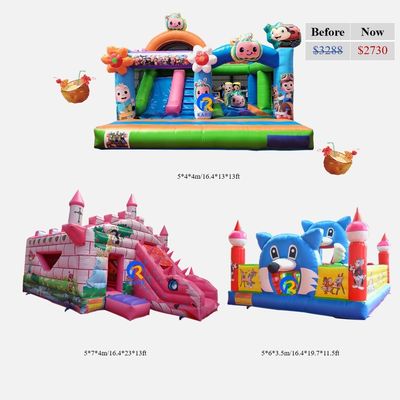 Kinderen speeltuin opblaasbaar springhuis met glij van het gebruik van PVC-vinyl-garnaal