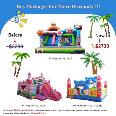 PVC opblaasbaar springkasteel met dia Commercial Grade Jungle Theme