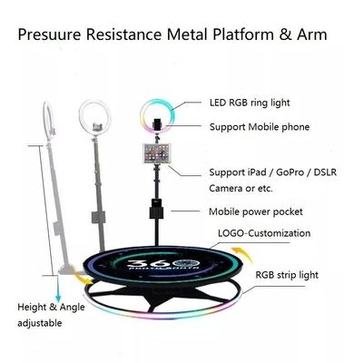 360 Video Photobooth Automatisch Met Led Magic Mirror Ipad 360 Foto Booth Machine 115cm