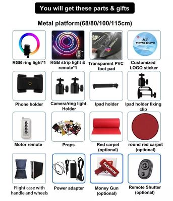 360 Video Photobooth Automatisch Met Led Magic Mirror Ipad 360 Foto Booth Machine 115cm