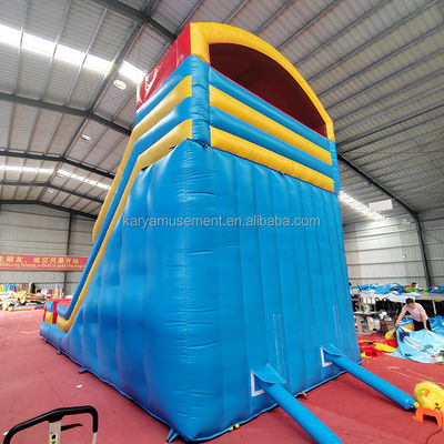 Opblaasbare spelletjes voor kinderen Verhuur voor commerciële feesten PVC-opblaasbare waterglijbaan met dubbele baan