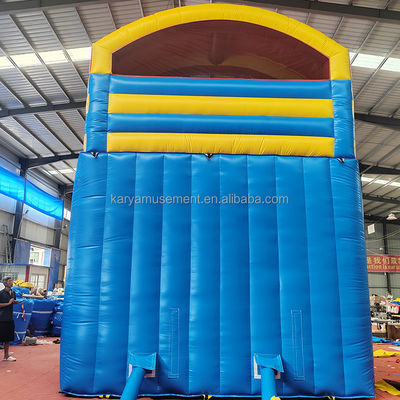 Opblaasbare spelletjes voor kinderen Verhuur voor commerciële feesten PVC-opblaasbare waterglijbaan met dubbele baan