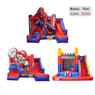 Unisex commercieel Pvc moonwalk opblaasbaar springhuis met glijbaan en speeltuin