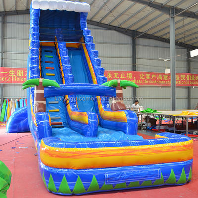 Digitaal drukken 23ft hoog Blauw Marmer Fantasy Waterglijbaan Opblaasbare Spellen te huur