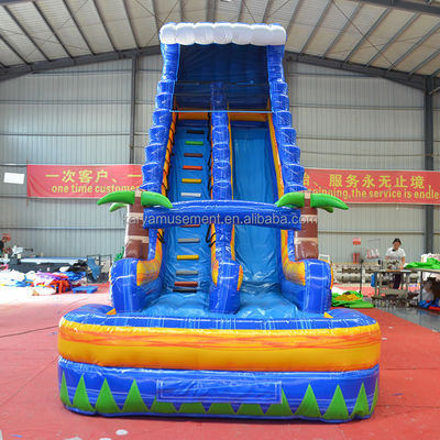 Digitaal drukken 23ft hoog Blauw Marmer Fantasy Waterglijbaan Opblaasbare Spellen te huur