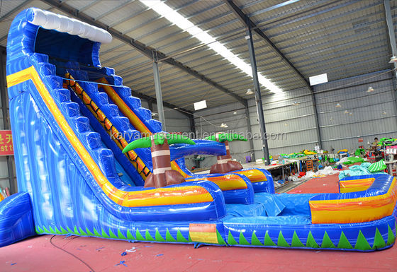 Digitaal drukken 23ft hoog Blauw Marmer Fantasy Waterglijbaan Opblaasbare Spellen te huur