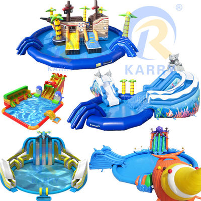 Aanpasbaar opblaasbaar waterpark Water Mobile Land Park met maximale capaciteit 100-500kg