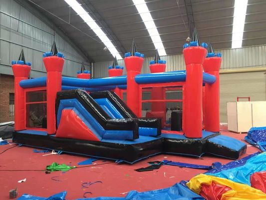 Commerciële PVC Bounce House Hindernisbaan en glijbaan voor opblaasbare springbouncer