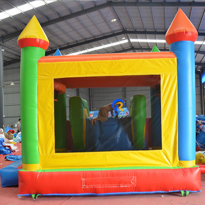 Gepersonaliseerde kleur Commerciële kwaliteit PVC Rainbow opblaasbaar springhuis met slide combo
