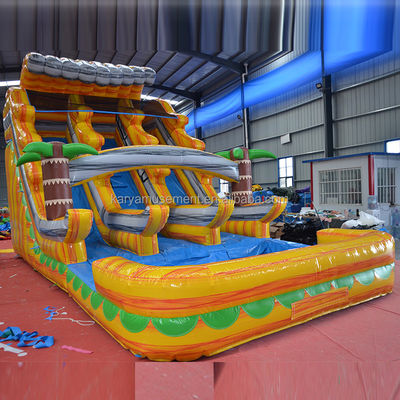 Marmeren gele symfonie opblaasbare waterslide zwembad Dubbel voor commerciële gelegenheden