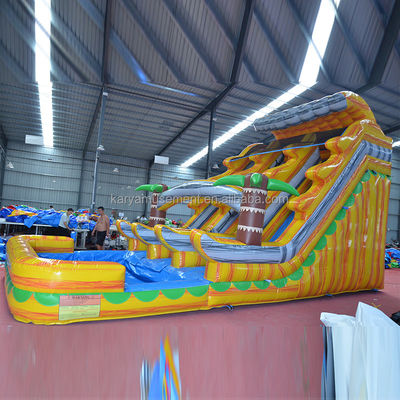 Marmeren gele symfonie opblaasbare waterslide zwembad Dubbel voor commerciële gelegenheden