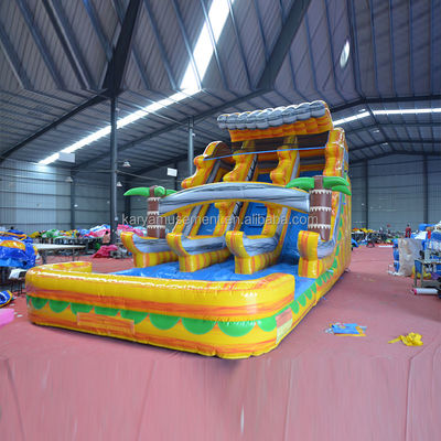 Marmeren gele symfonie opblaasbare waterslide zwembad Dubbel voor commerciële gelegenheden
