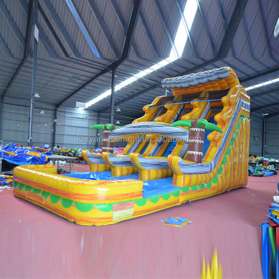 Marmeren gele symfonie opblaasbare waterslide zwembad Dubbel voor commerciële gelegenheden