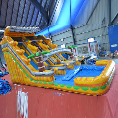 Marmeren gele symfonie opblaasbare waterslide zwembad Dubbel voor commerciële gelegenheden