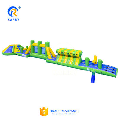 CE gecertificeerd 16m Aqua Run Course Obstakel Customized kleurrijk ontwerp voor waterpark