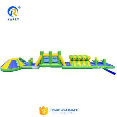 CE gecertificeerd 16m Aqua Run Course Obstakel Customized kleurrijk ontwerp voor waterpark