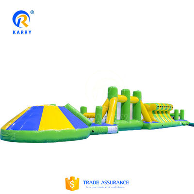 CE gecertificeerd 16m Aqua Run Course Obstakel Customized kleurrijk ontwerp voor waterpark