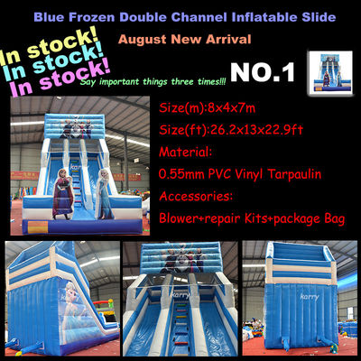 Dubbelbaan Witte Bounce House Tractor Air Bouncer Opblaasbare waterglijbaan Klaar om te verzenden