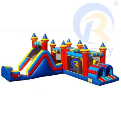 Blauw 48ft Marble Mania Hindernisbaan Opblaasbare Multi Configurable Glij en Bounce