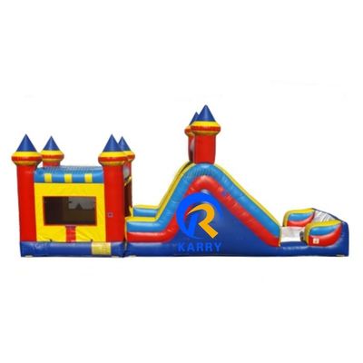 Blauw 48ft Marble Mania Hindernisbaan Opblaasbare Multi Configurable Glij en Bounce