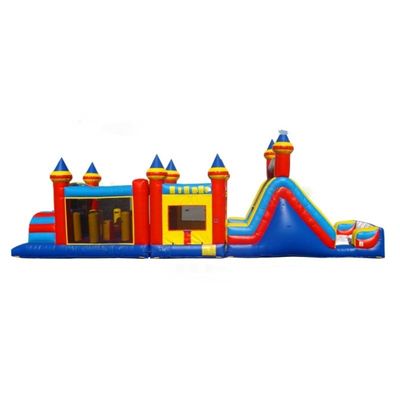 Blauw 48ft Marble Mania Hindernisbaan Opblaasbare Multi Configurable Glij en Bounce