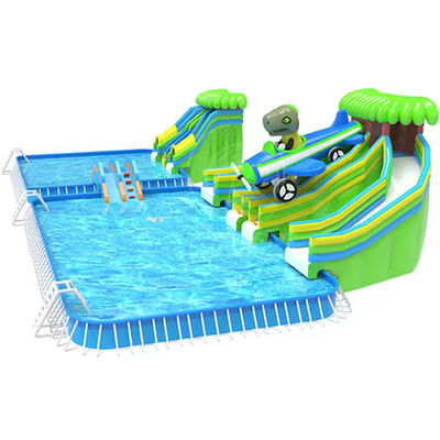 Commerciële waterprijzen Volwassen opblaasbaar waterpark met digitaal printen en 2 zwembaden