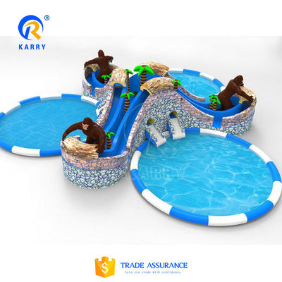 Commerciële waterprijzen Volwassen opblaasbaar waterpark met digitaal printen en 2 zwembaden